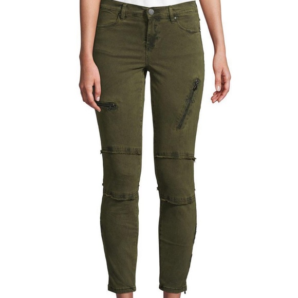 ♻️DONATED♻️ BLANK NYC Jeans Army Green Moto Skinny Jeans Size 28 J25 - Picture 12 of 12